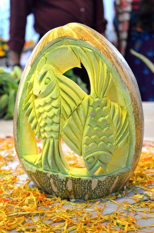 Pumpkin Carved Fruit Decoration Arts