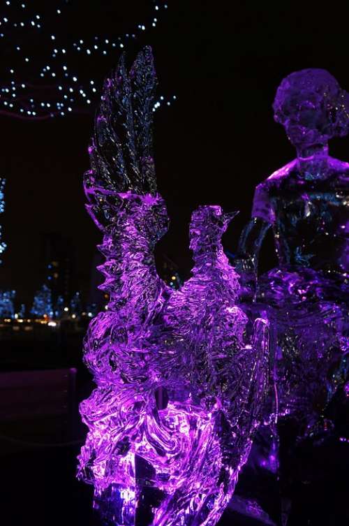 Purple Violet Dark Night Ice Sculpture Beautiful