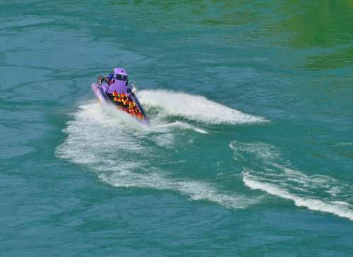 Purple Jet Boat Spinning Waves Niagara River