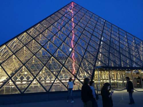Pyramid Louvre Paris France Architecture Glas