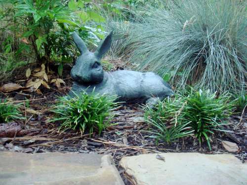 Rabbit Sculpture Garden Animal Statue Nature