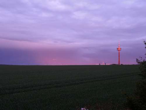 Radio Tower Tower Sunset Afterglow Sky Twilight