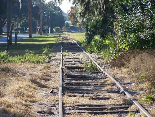 Rail Way Tracks Train Perspective Railway