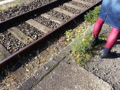 Rail Train Ground Rail Track Girl Stockings