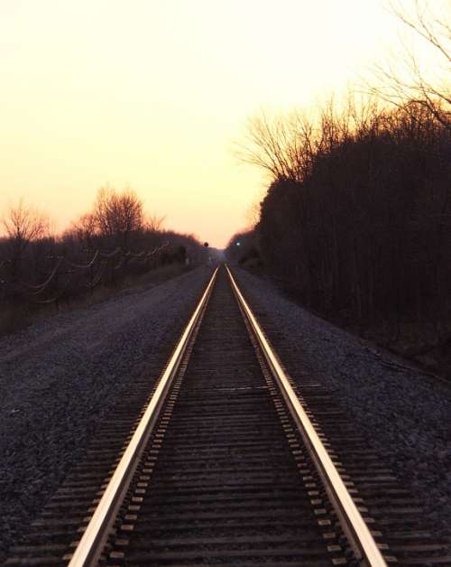 Rail Road Tracks Sunset Railway Transportation