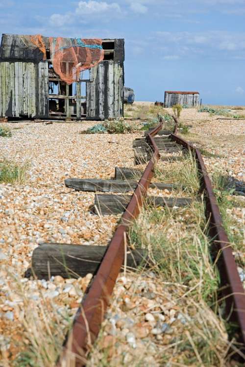 Rail Tracks Old Disused Beach Rusty Shingle Shack