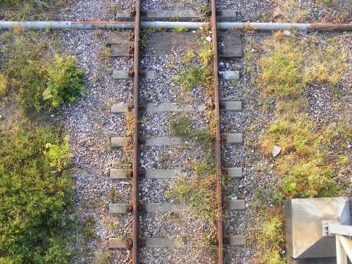Railroad Rusty Track Deserted Bushes Industrial