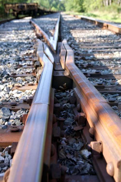 Railroad Tie Train Rust Journey Travel
