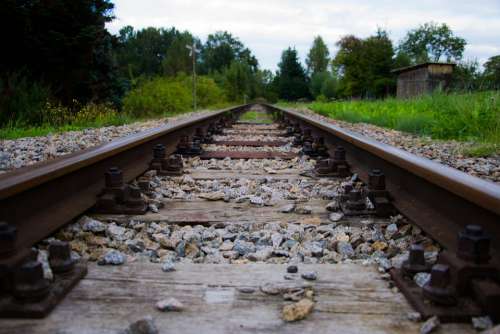 Railroad Tracks Railway Rails Perspective Austria