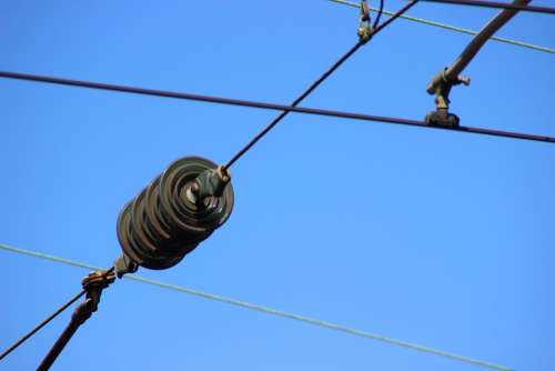 Railway Catenary Close Up Transport Isolation Wire