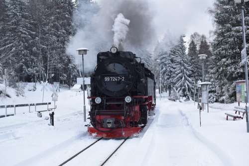 Railway Locomotive Steam Locomotive Smoke Snow