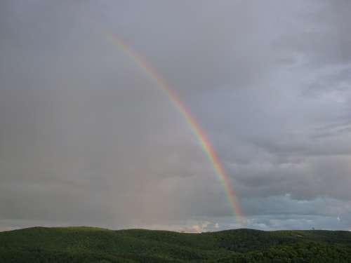 Rainbow Clouds Landscape Rainy Weather Horizon