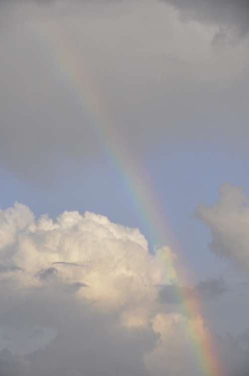 Rainbow Air Clouds Blue Grey Weather