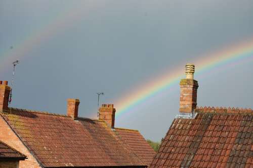 Rainbow Roof Chimney Sky Roofs