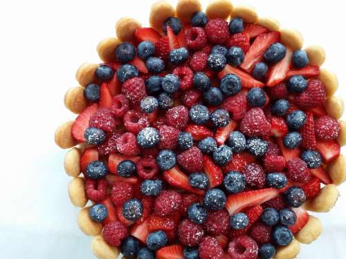 Raspberries Strawberries Cake Delicious Blueberries