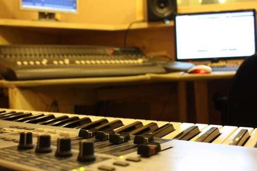Recording Studio Piano Monitor Computer
