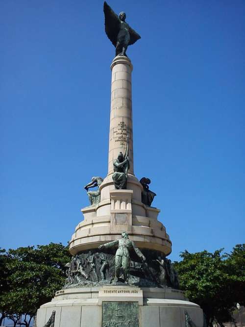 Red Beach Urca Rio De Janeiro Brazil Statue