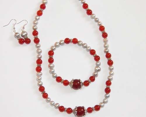 Red Carnelian Necklace Bracelet Jewelry Woman Gem