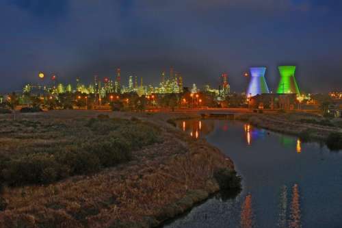 Refineries Haifa Israel Night Power Storage