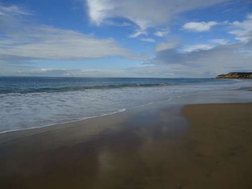 Reflexion Sand Waves Beach Sky Landscape