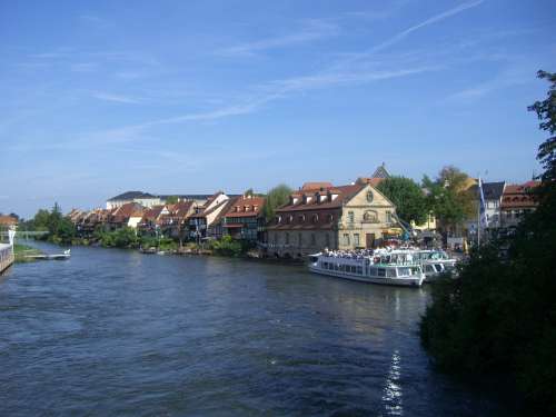 Regnitz River Small Venice Row Of Houses Ship