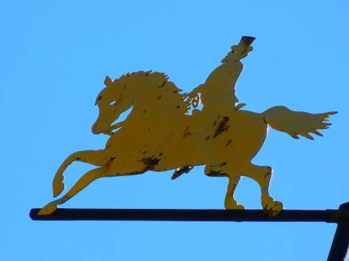 Reiter Horse Weathervane Golden Sky Blue