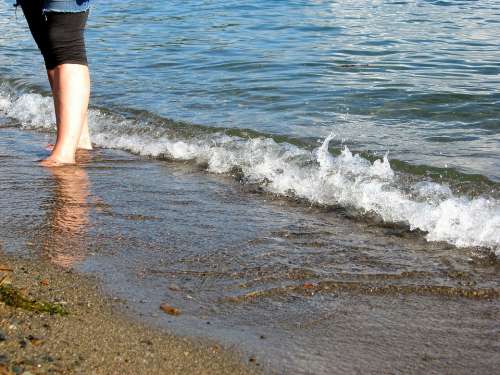 Relax Feet Legs Lake Nature Shore Wave Water