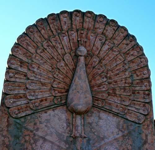 Relief Peacock Wheel Wheel Of Life Stone Figure