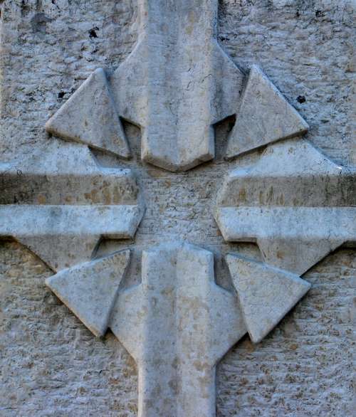 Relief Stone Symbol Cross Rays