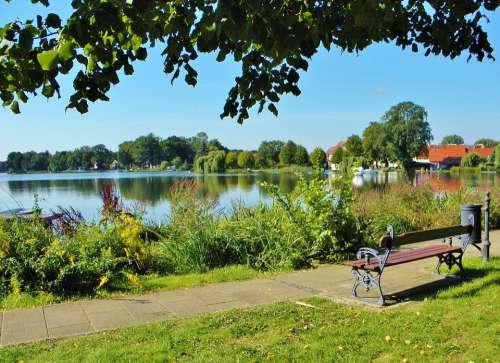 Rest Bench Relaxation Lake Nature Water