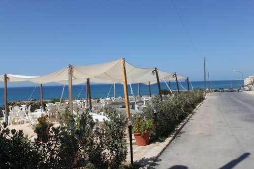 Restaurant Garden Umbrella Sicily Italy