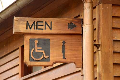 Restroom Public Convenience Wooden Sign Men Point