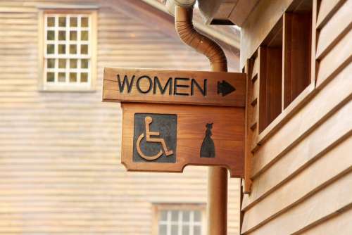 Restroom Public Convenience Wooden Sign Women