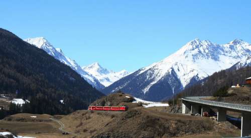 Rhaetian Train Locomotive Traffic Gleise Rails