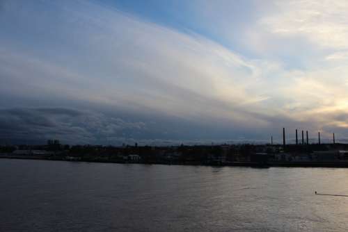 Rhine High Water Sachsen River Sky Clouds