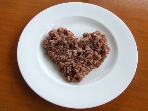Rice Heart Plate Food Eat Nutrition