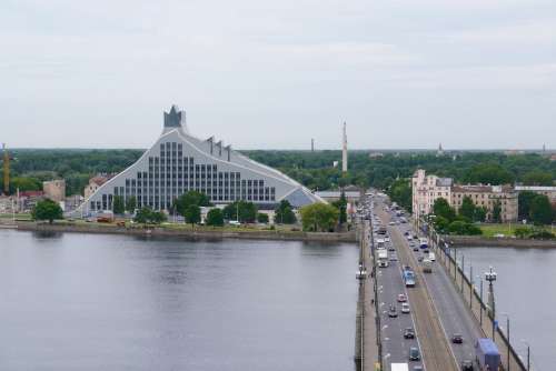 Riga Latvia National Library Stone Bridge