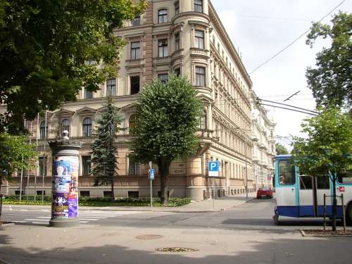 Riga Latvia Street Scene Europe Tram