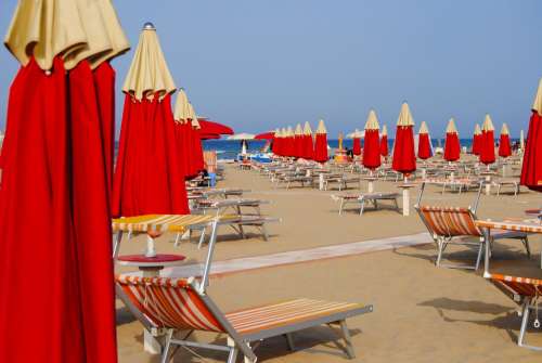 Rimini Italy Beach Umbrellas Sunshades Vacation