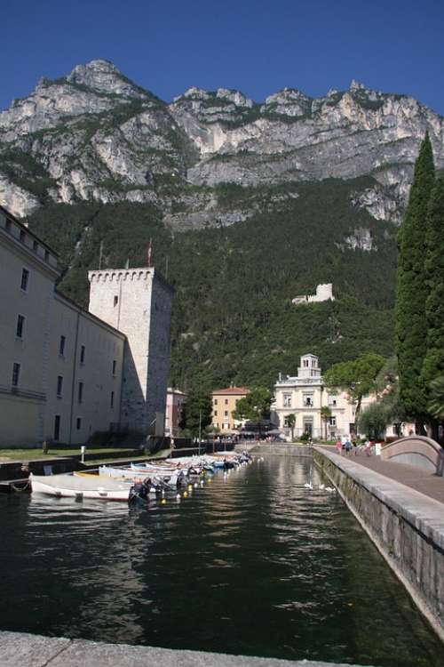 Riva Italy Lake Garda Boats Holiday Mountains