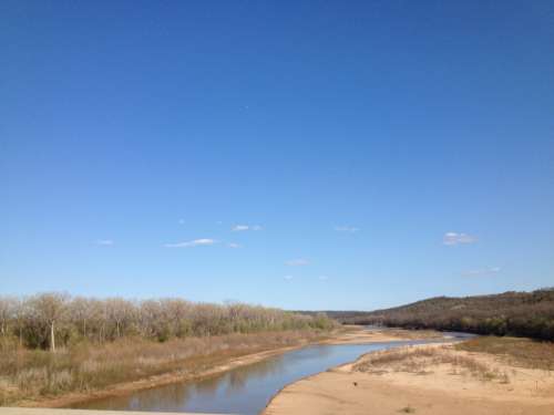 River Oklahoma Blue Sky Water Sand Nature