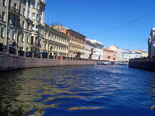 River Moyka Buildings Sky Blue Peter Russia