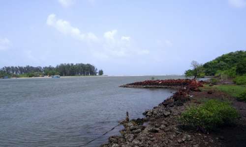 River Estuary Terekhol Sea Goa India