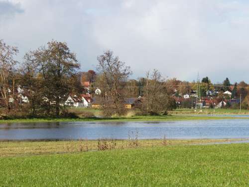 River Landscape Flooding Wet Meadows Water