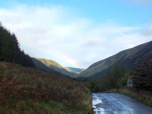 Road Rain Rainbow Scotland North Scotland