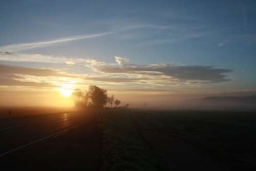 Road Morgenstimmung Cold Autumn Haze Fog