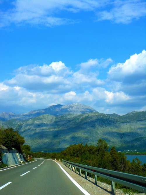 Road Mountain Albania Sky Clouds