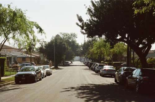 Road Neighborhood Cars Parking Building House