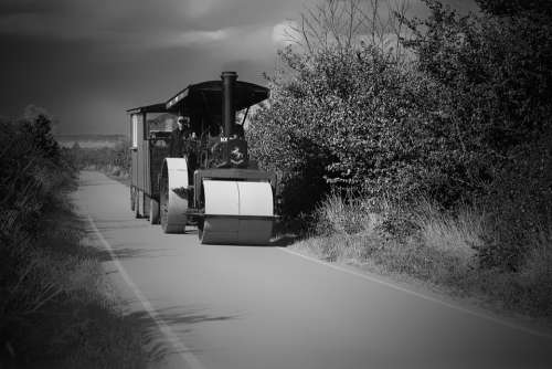Road Roller Workman'S Trailer Country Lane
