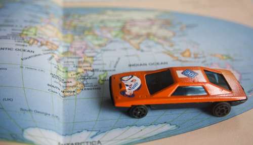 Road Trip World Map Toy Car Auto Map Vehicle